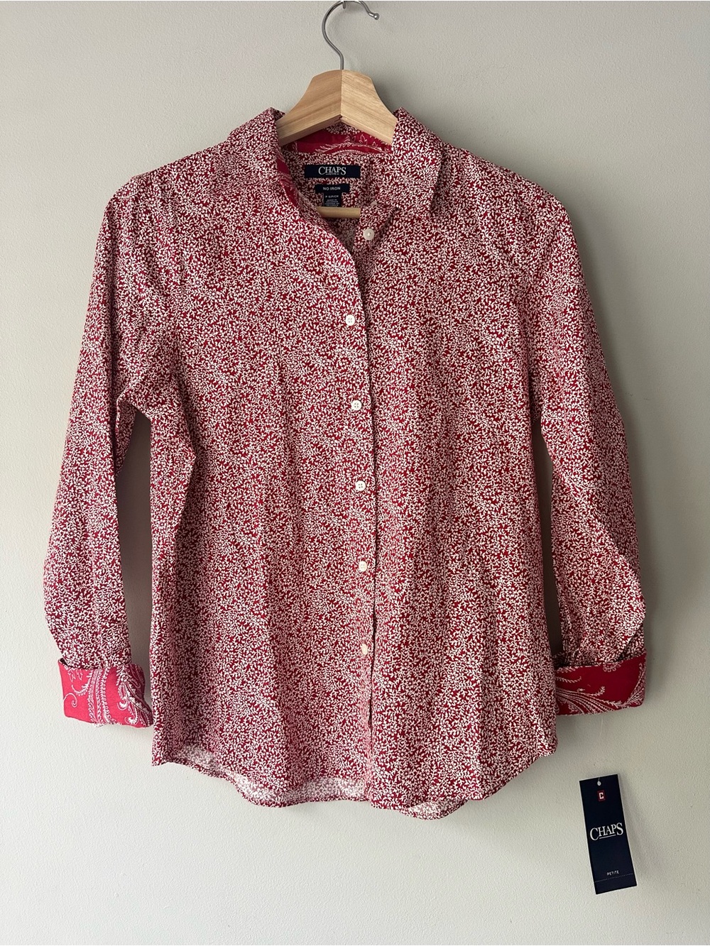 Chaps Button Down Floral Blouse